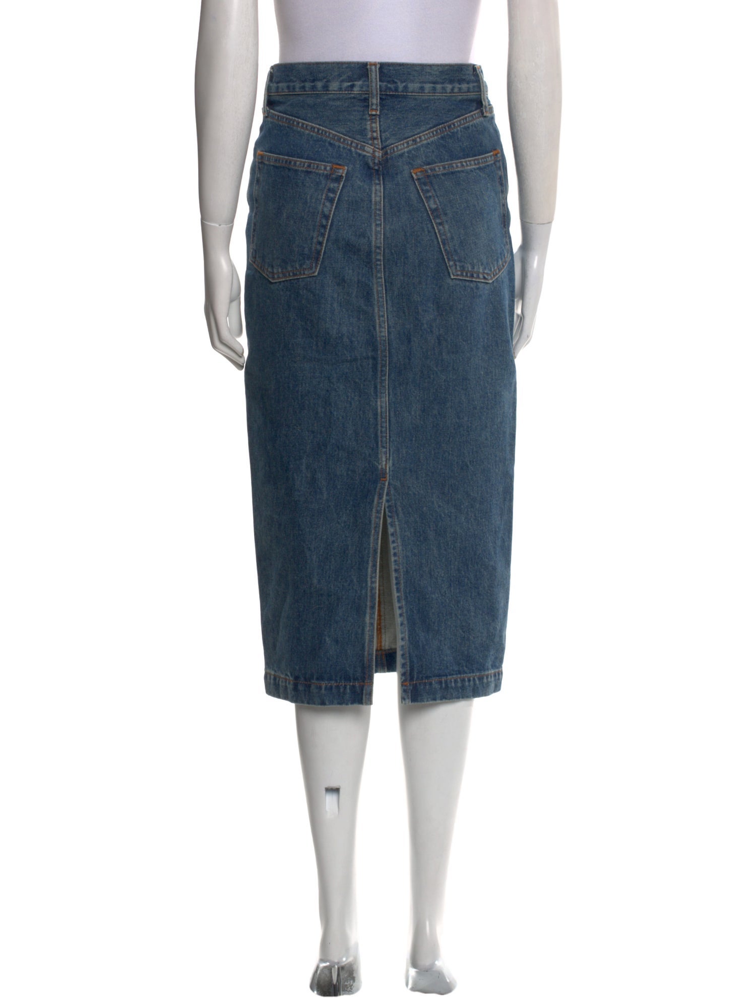 WARDROBE.NYC Distressed Accents Midi Length Skirt