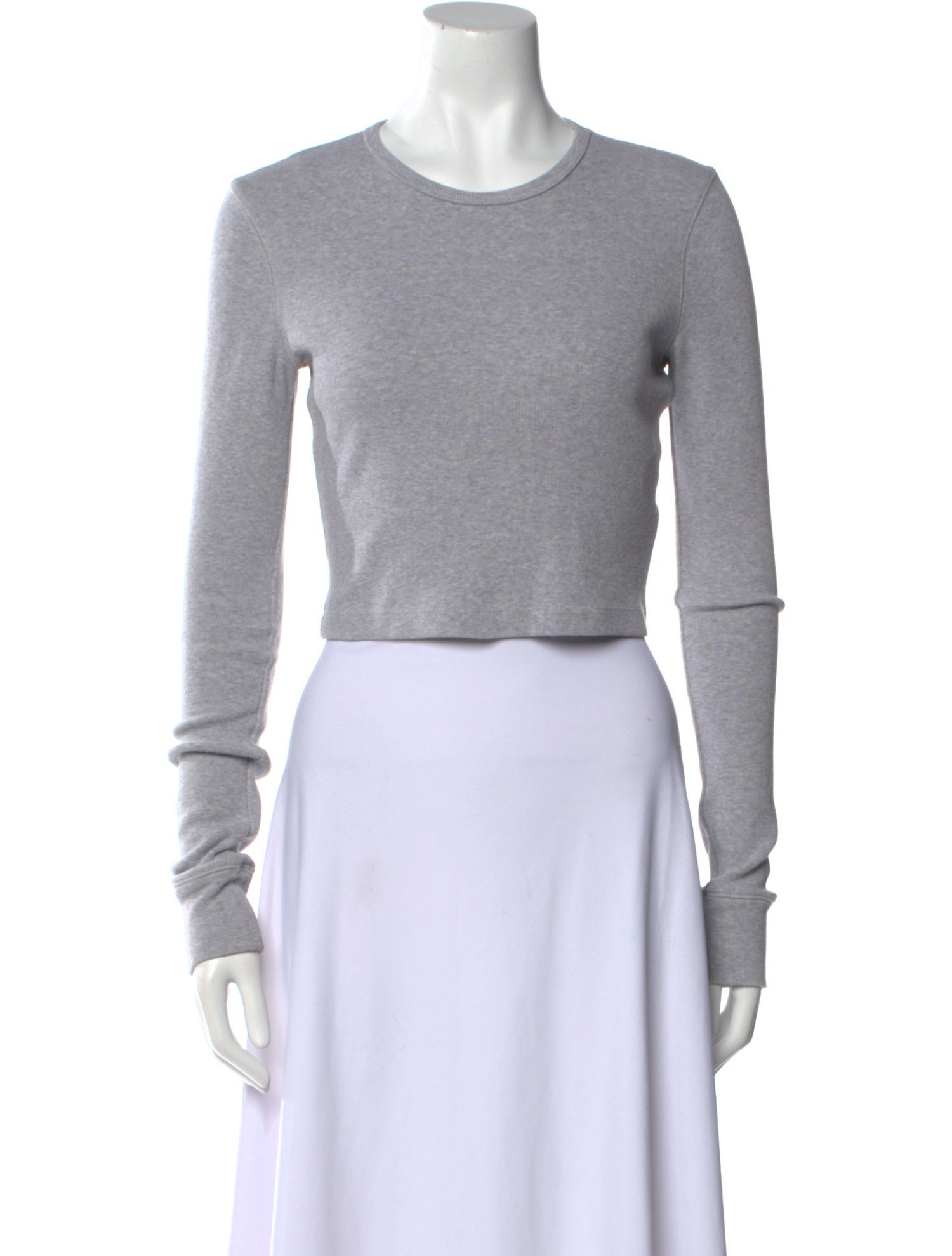 WARDROBE.NYC Crew Neck Long Sleeve Crop Top