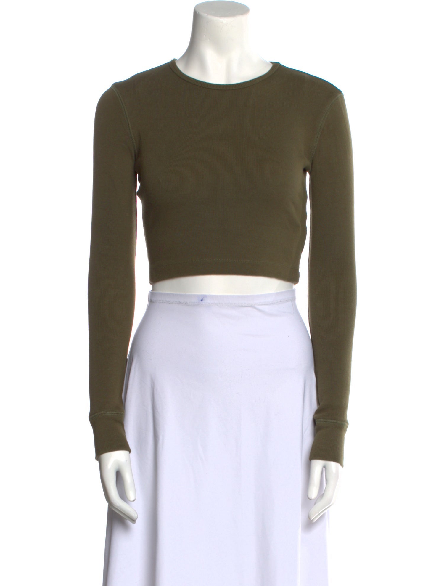 WARDROBE.NYC Crew Neck Long Sleeve Crop Top