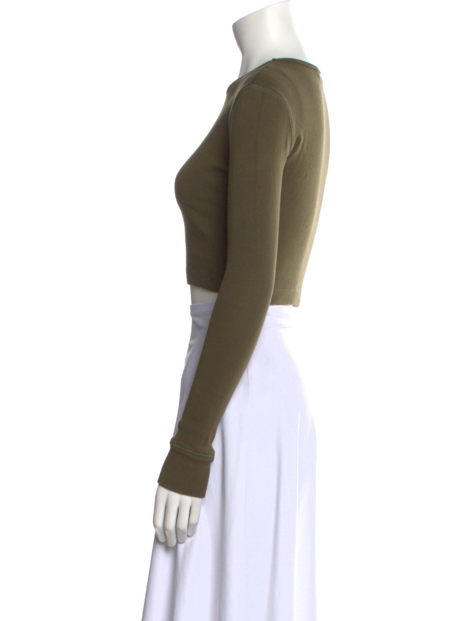 WARDROBE.NYC Crew Neck Long Sleeve Crop Top