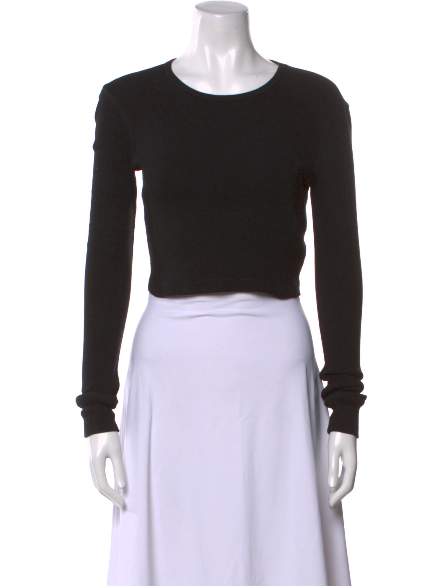 WARDROBE.NYC Crew Neck Long Sleeve Crop Top