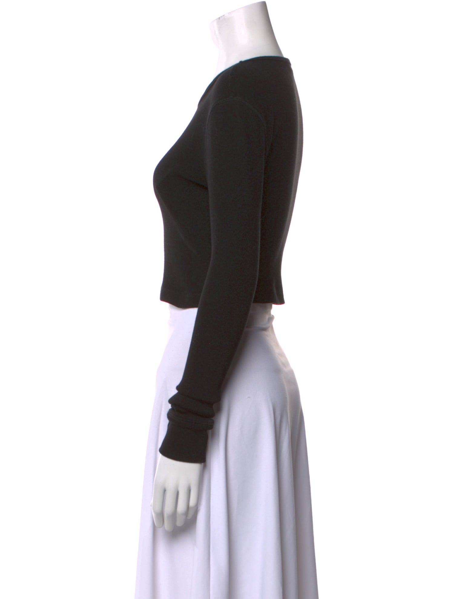 WARDROBE.NYC Crew Neck Long Sleeve Crop Top