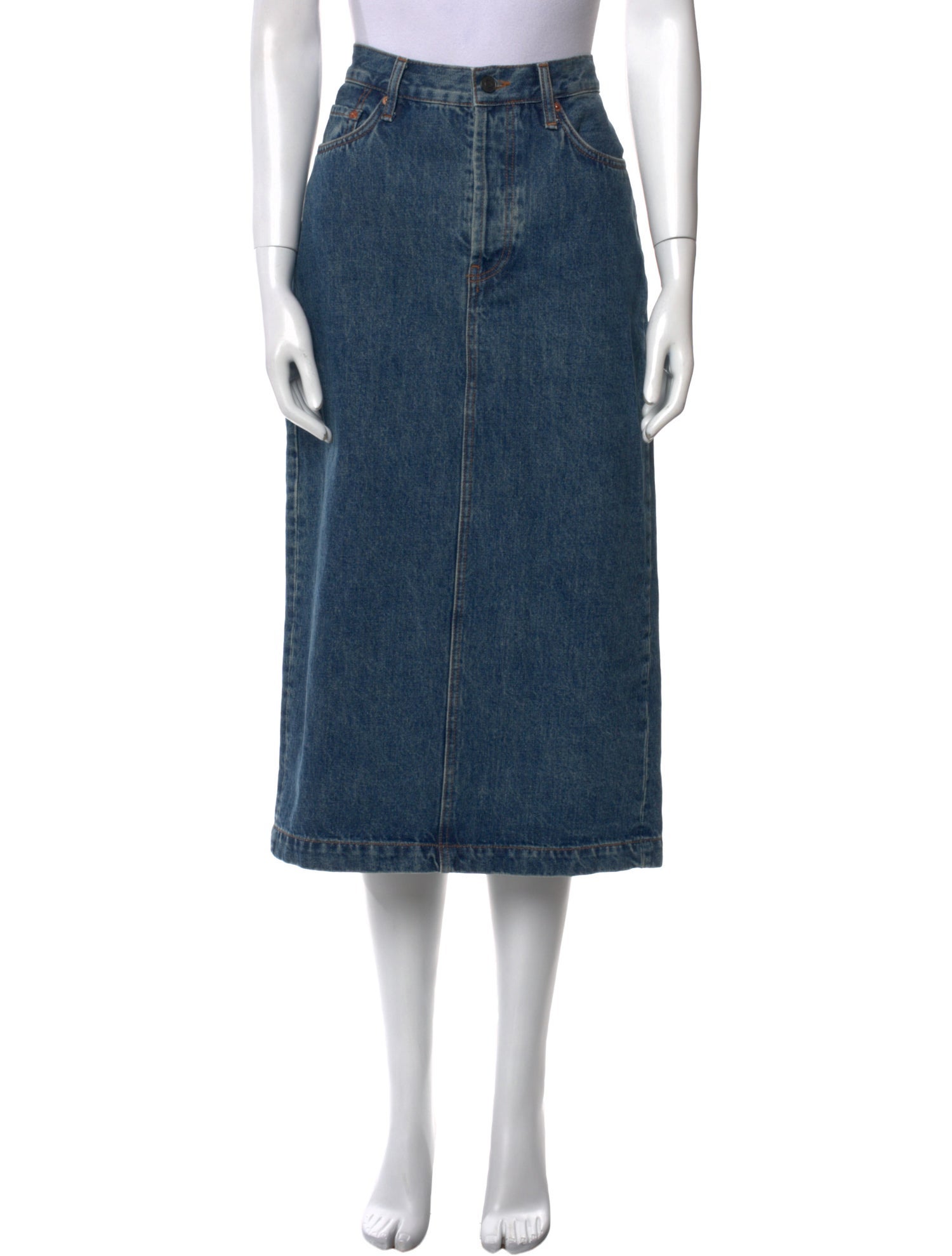 WARDROBE.NYC Distressed Accents Midi Length Skirt