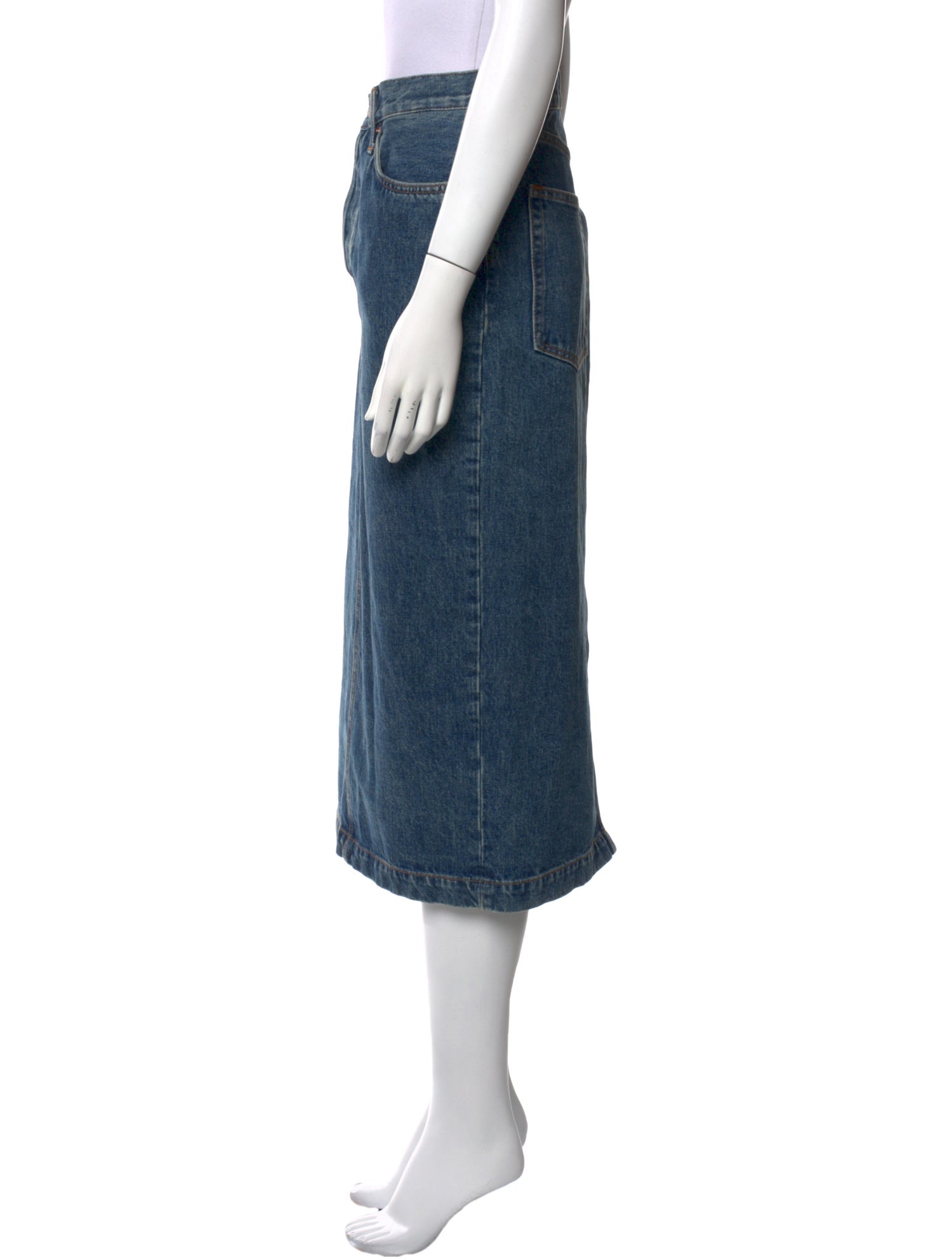 WARDROBE.NYC Distressed Accents Midi Length Skirt