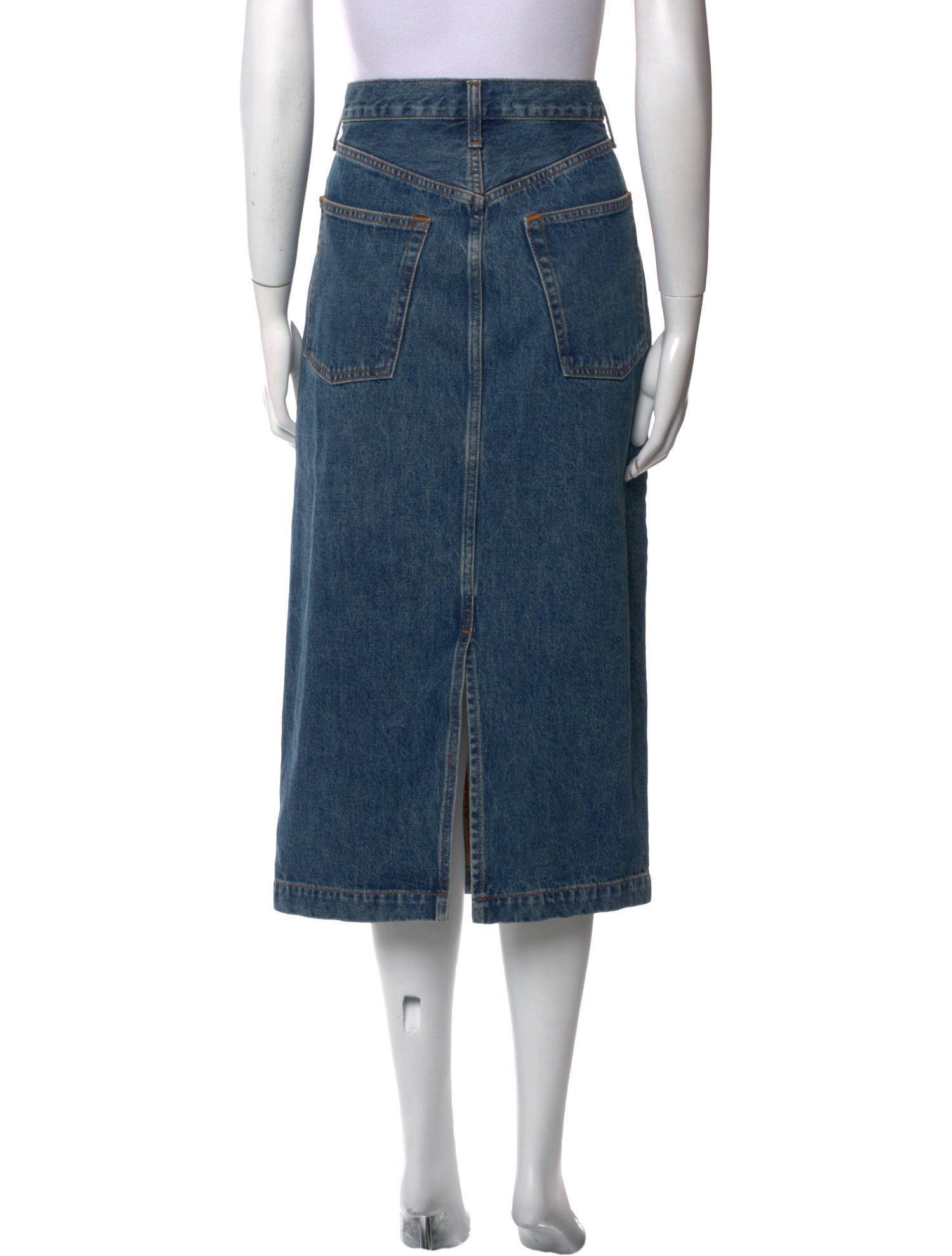 WARDROBE.NYC Distressed Accents Midi Length Skirt