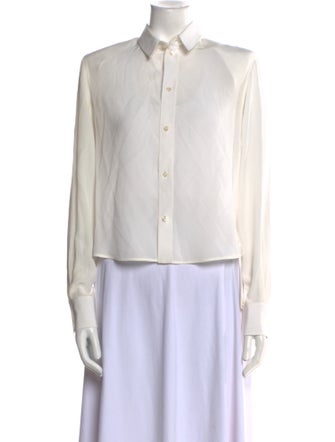 WARDROBE.NYC Silk Long Sleeve Button-Up Top