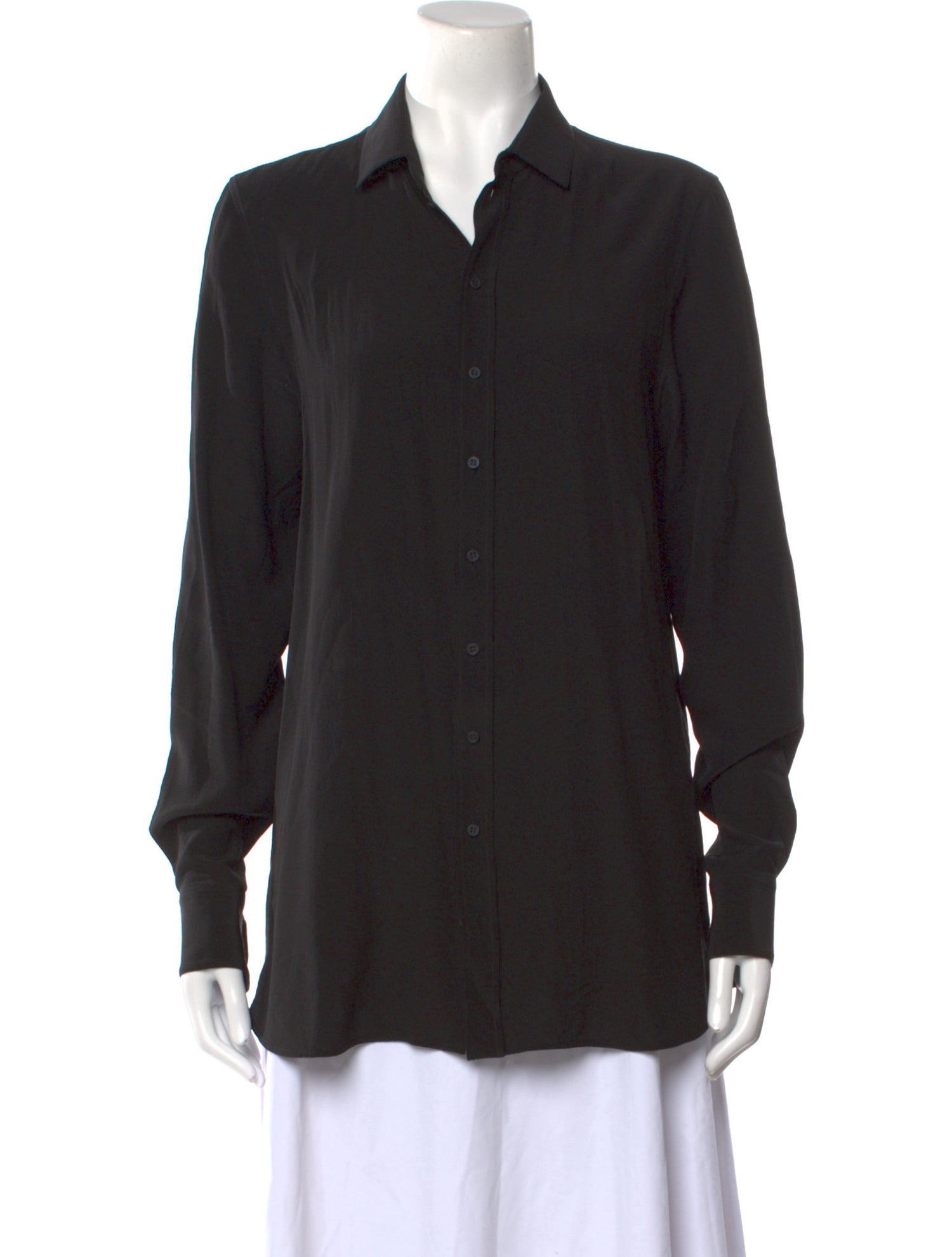 WARDROBE.NYC Silk Long Sleeve Button-Up Top