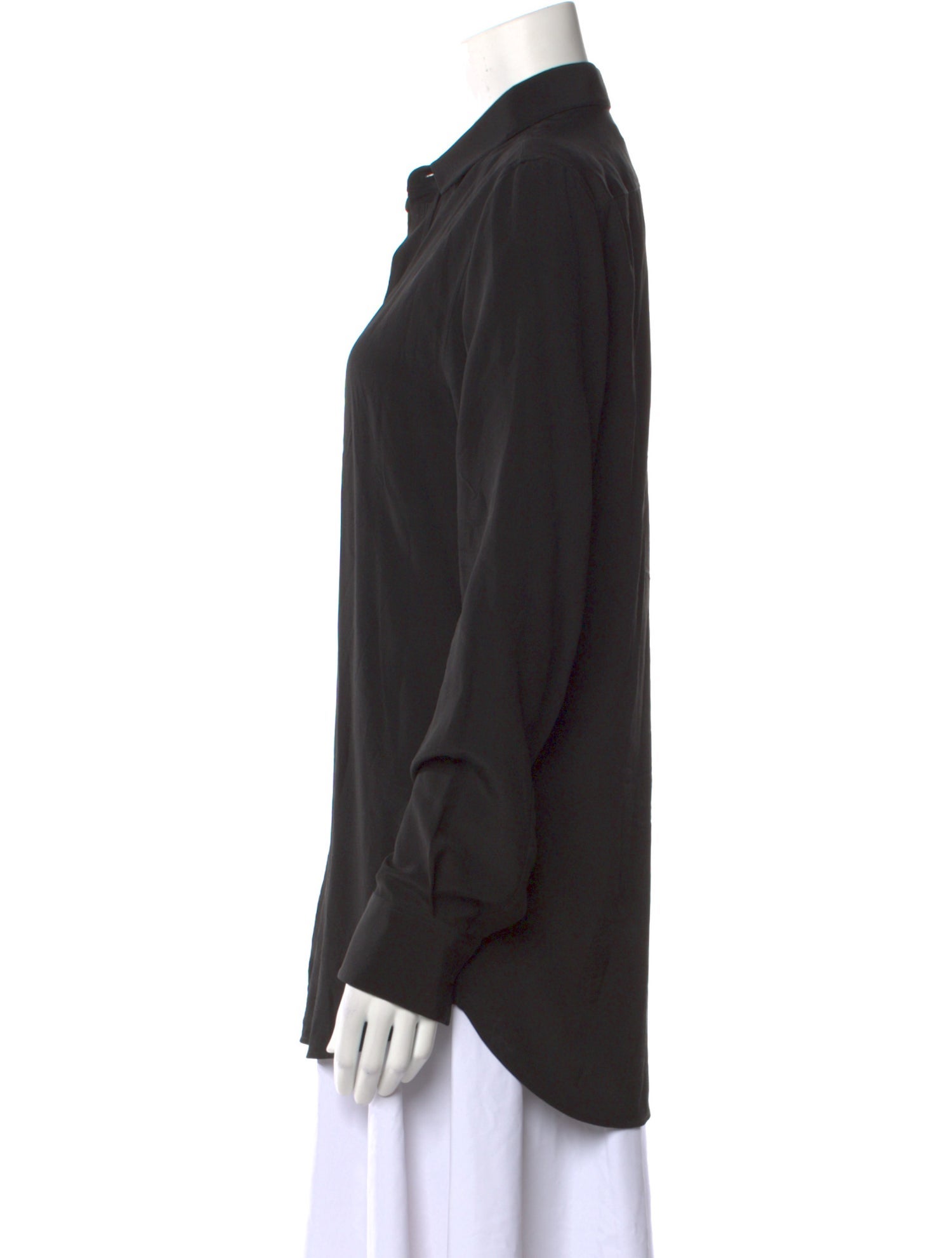 WARDROBE.NYC Silk Long Sleeve Button-Up Top