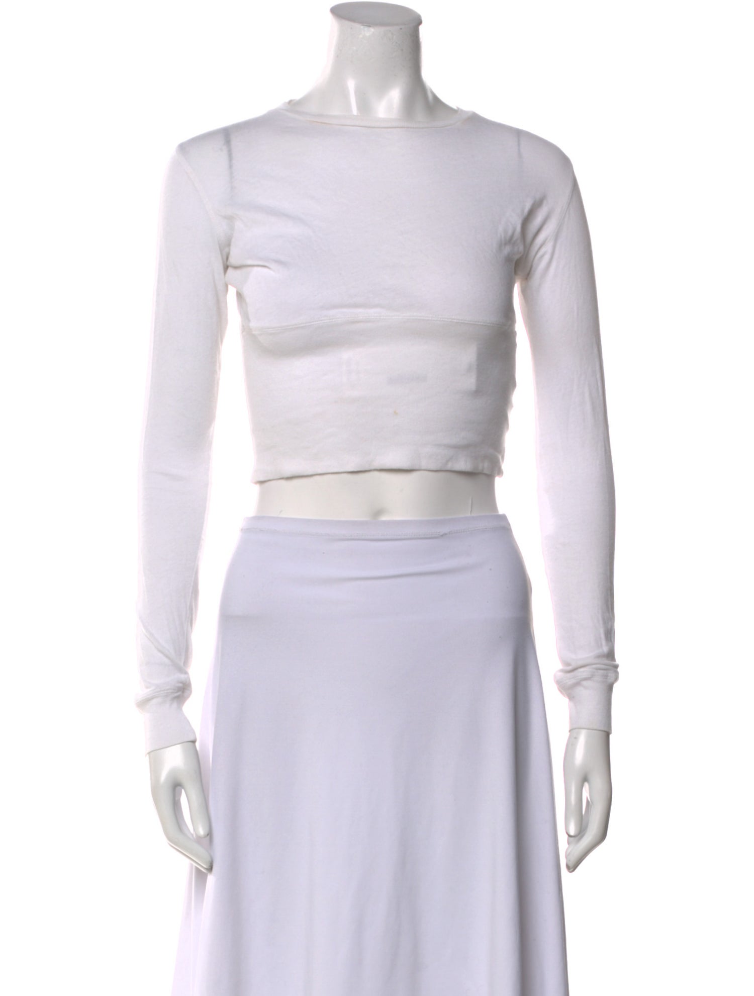 WARDROBE.NYC Bateau Neckline Long Sleeve Crop Top