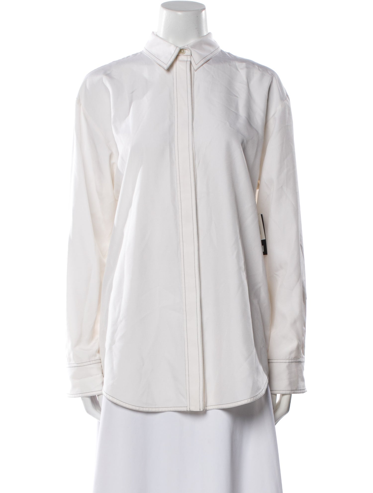 WARDROBE.NYC Silk Long Sleeve Button-Up Top