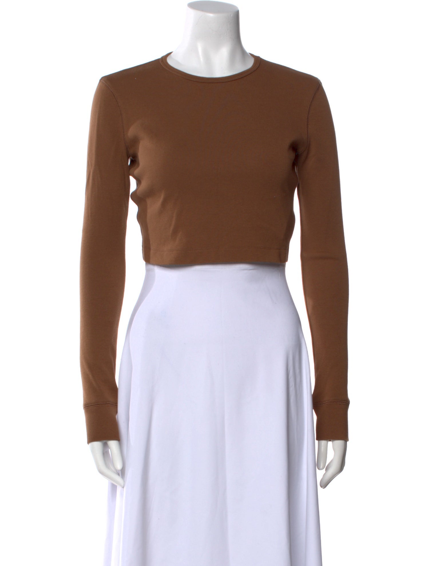 WARDROBE.NYC Crew Neck Long Sleeve Crop Top