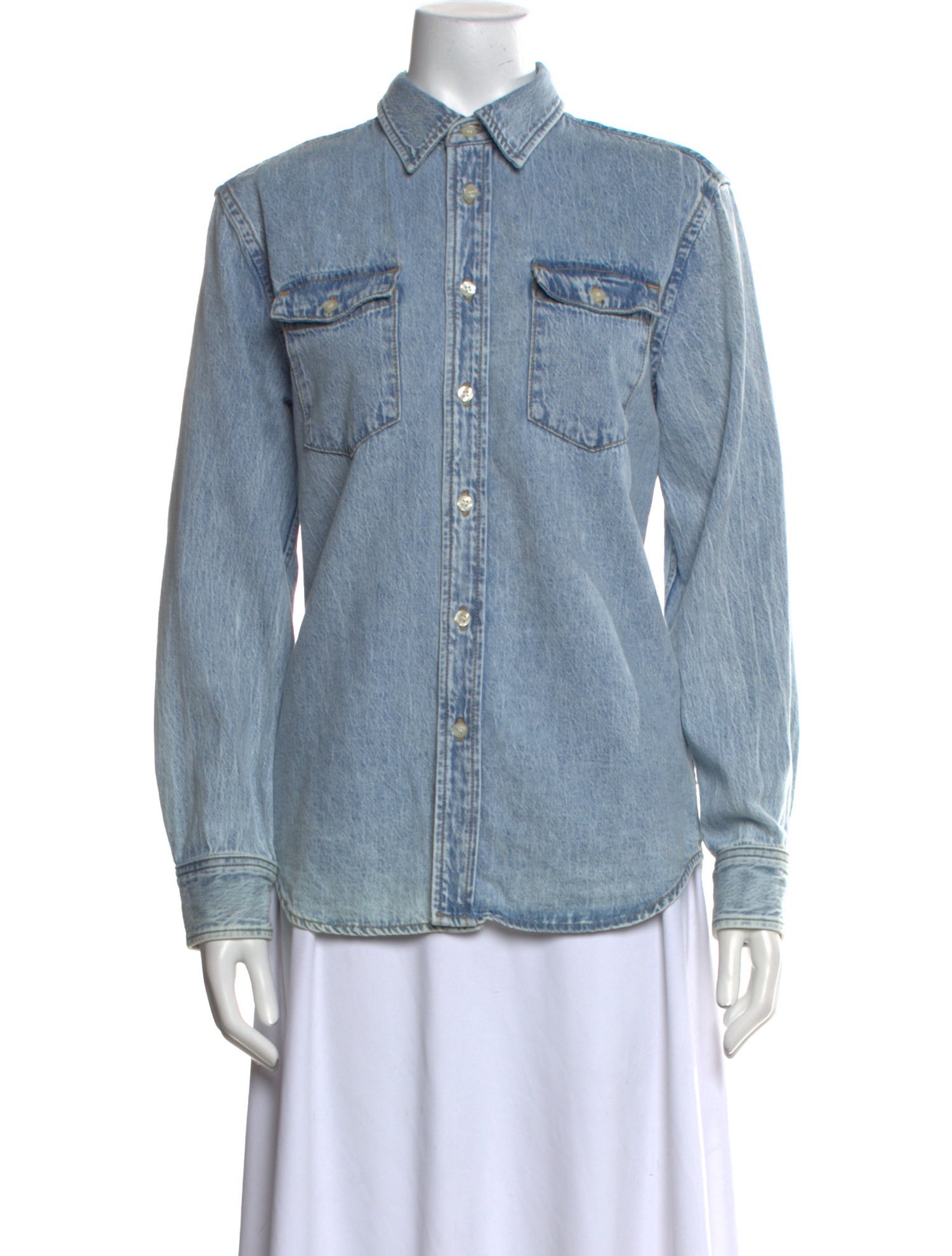 WARDROBE.NYC Long Sleeve Button-Up Top