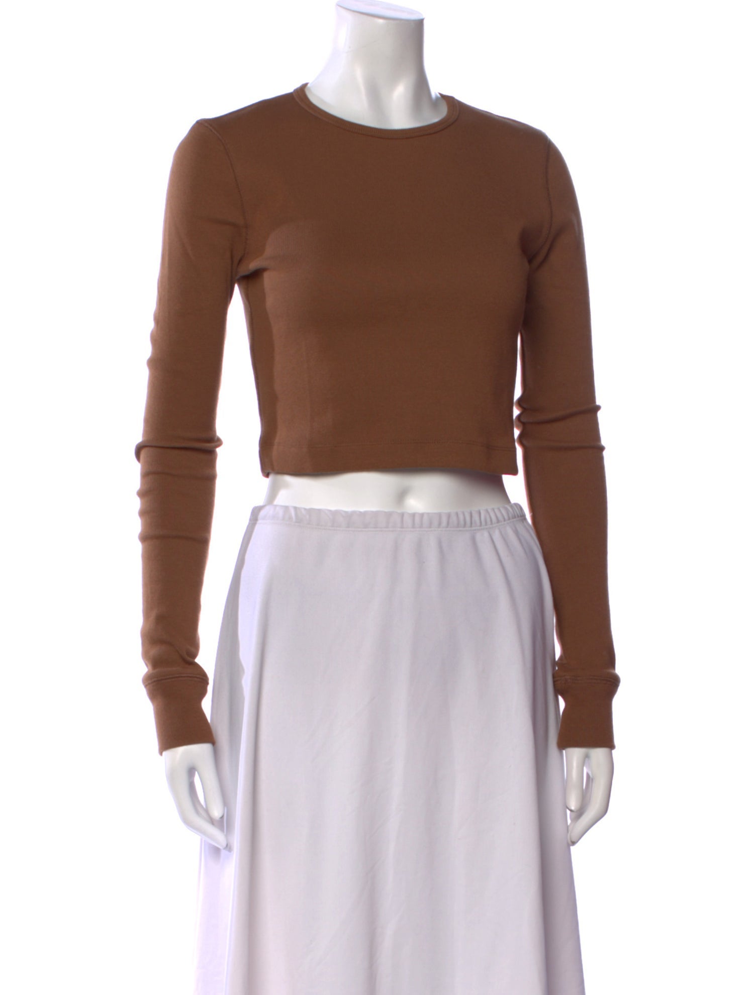 WARDROBE.NYC Crew Neck Long Sleeve Crop Top