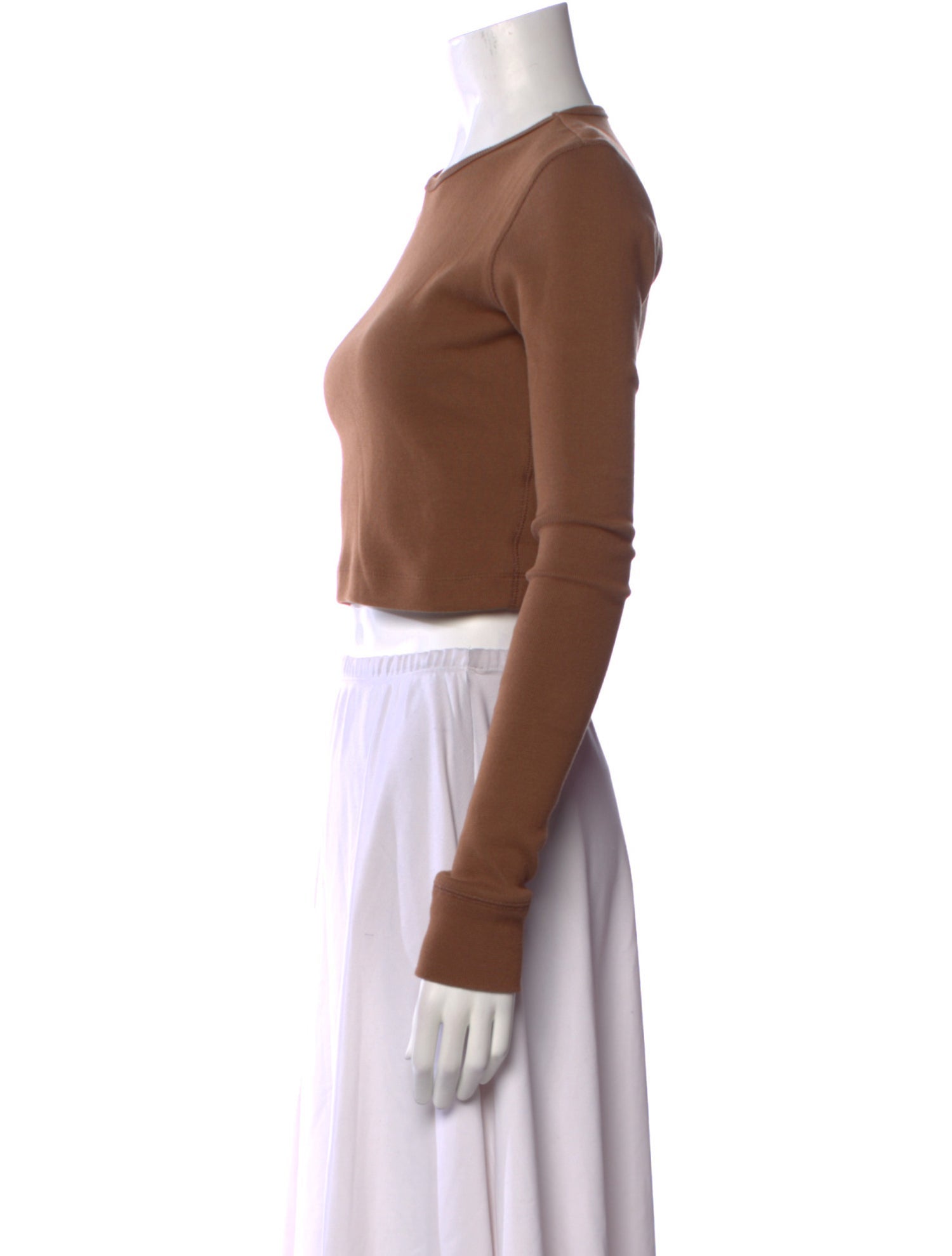 WARDROBE.NYC Crew Neck Long Sleeve Crop Top