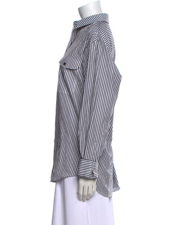 WARDROBE.NYC Striped Long Sleeve Button-Up Top