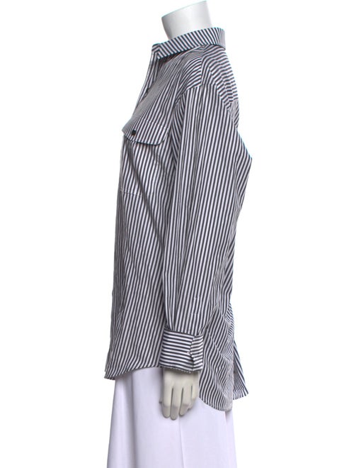 WARDROBE.NYC Striped Long Sleeve Button-Up Top