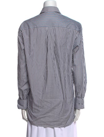 WARDROBE.NYC Striped Long Sleeve Button-Up Top