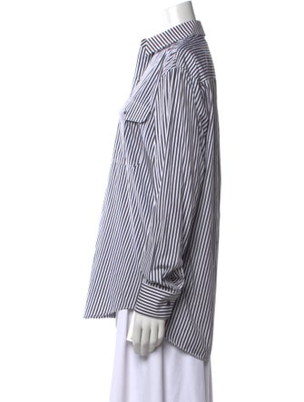 WARDROBE.NYC Striped Long Sleeve Button-Up Top