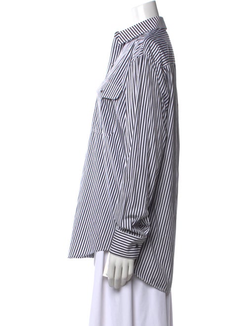 WARDROBE.NYC Striped Long Sleeve Button-Up Top