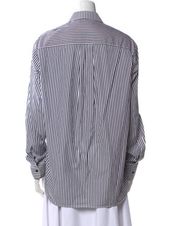 WARDROBE.NYC Striped Long Sleeve Button-Up Top