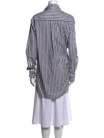 WARDROBE.NYC Striped Long Sleeve Button-Up Top