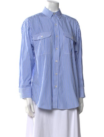 WARDROBE.NYC Striped Long Sleeve Button-Up Top