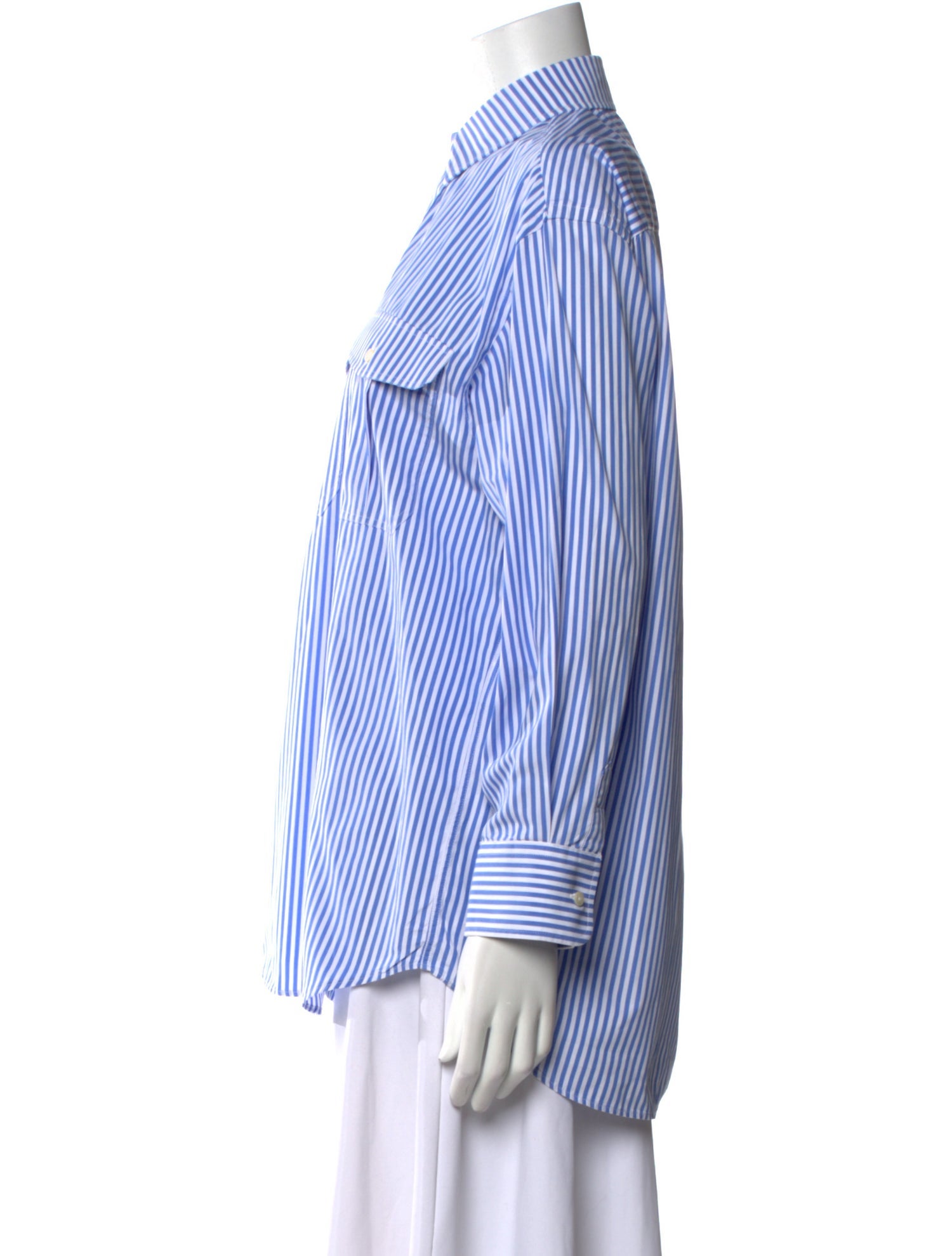 WARDROBE.NYC Striped Long Sleeve Button-Up Top