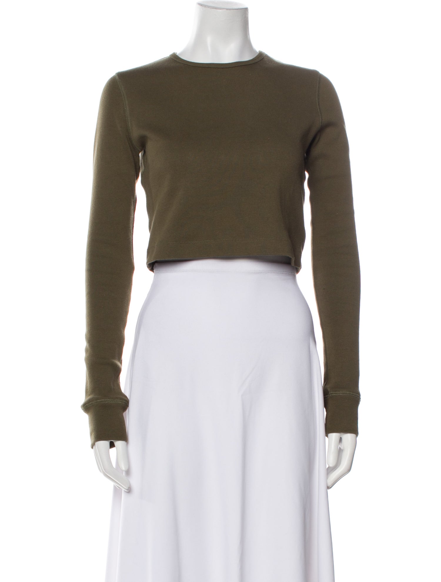 WARDROBE.NYC Crew Neck Long Sleeve Crop Top