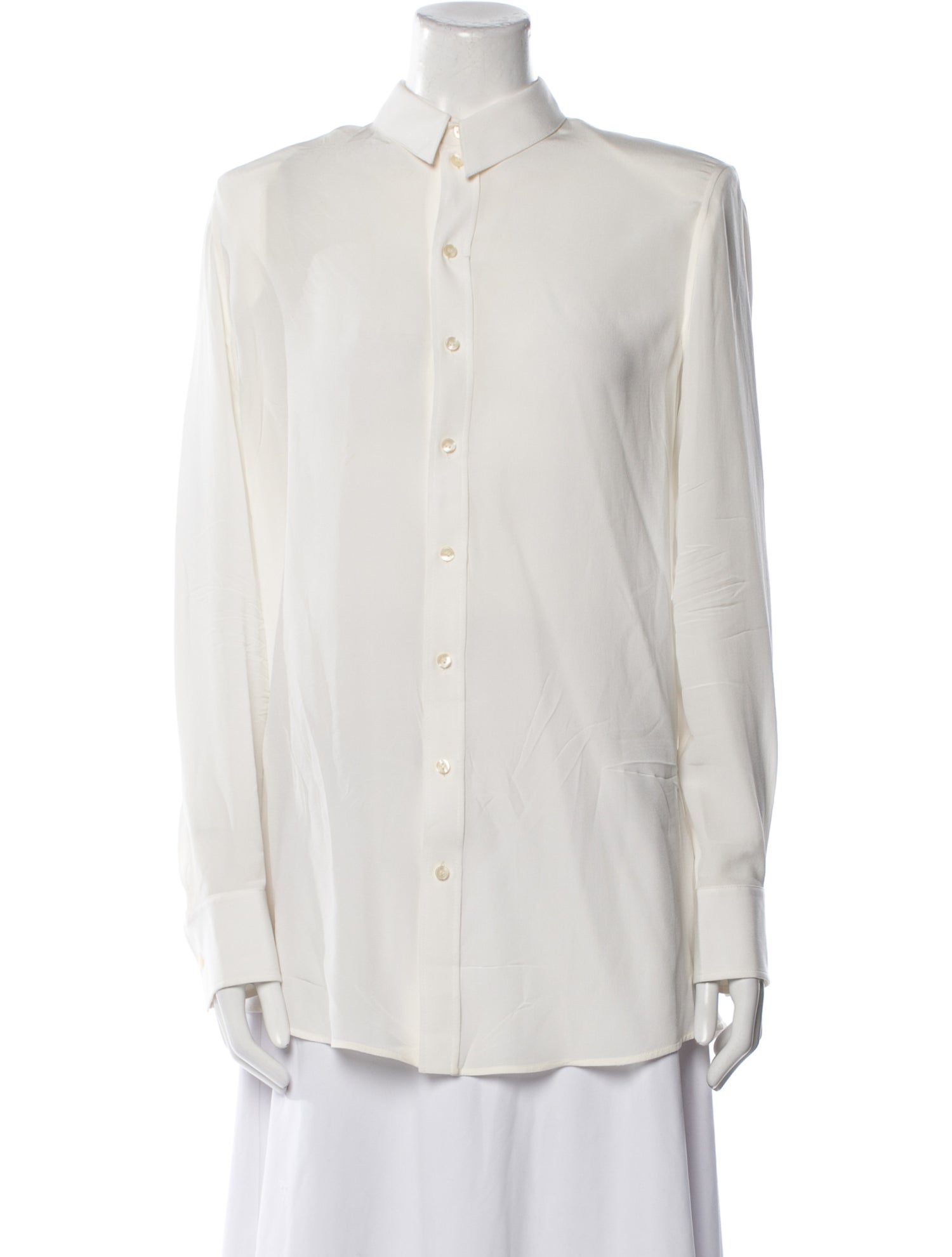 WARDROBE.NYC Silk Long Sleeve Button-Up Top