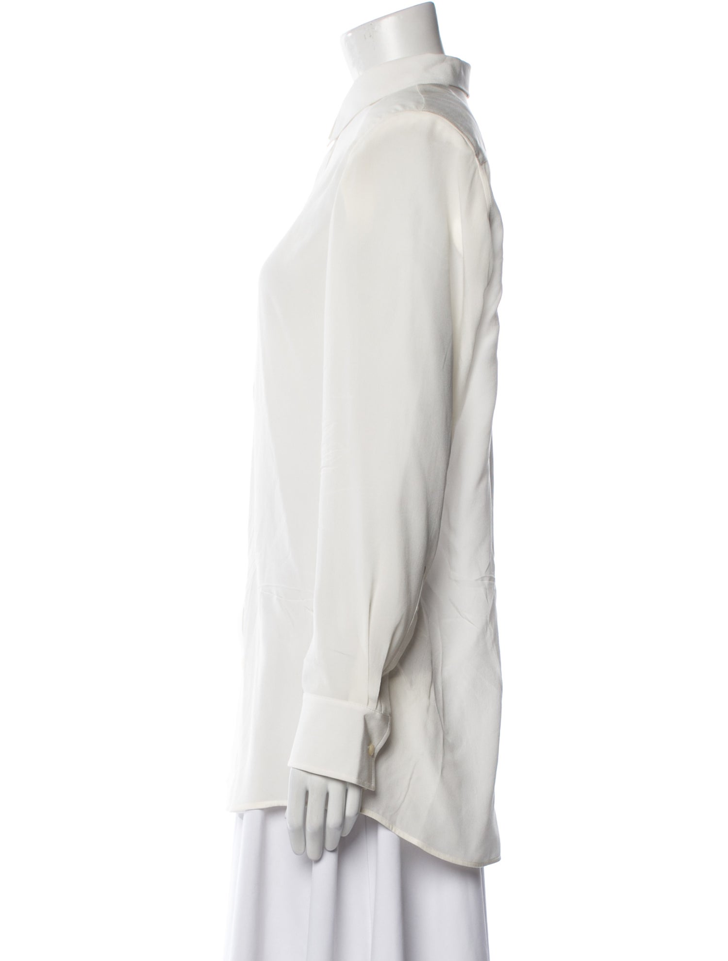 WARDROBE.NYC Silk Long Sleeve Button-Up Top