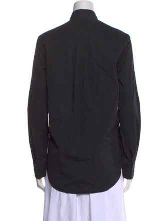 WARDROBE.NYC Mock Neck Long Sleeve Button-Up Top
