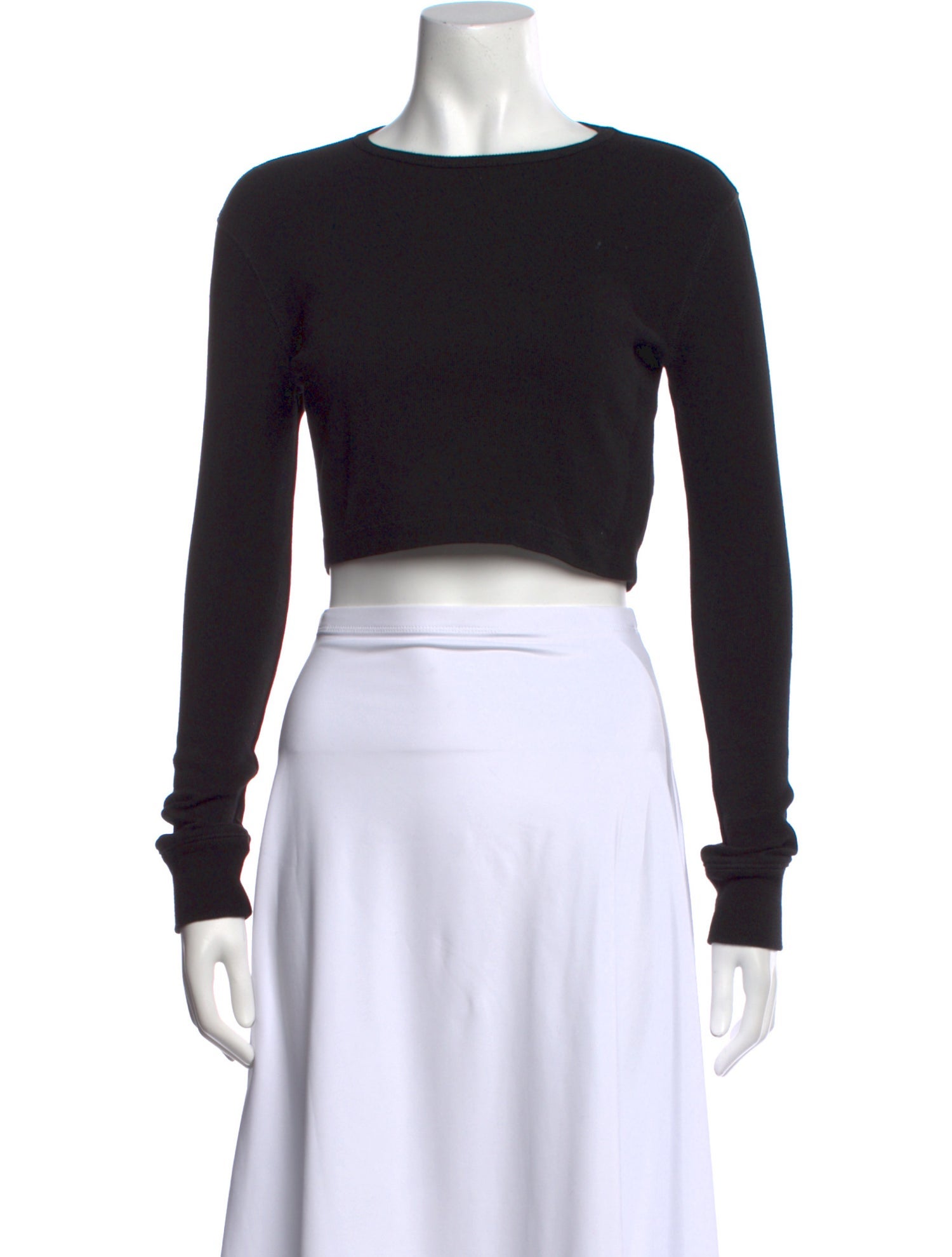 WARDROBE.NYC Bateau Neckline Long Sleeve Crop Top
