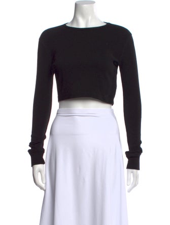 WARDROBE.NYC Bateau Neckline Long Sleeve Crop Top