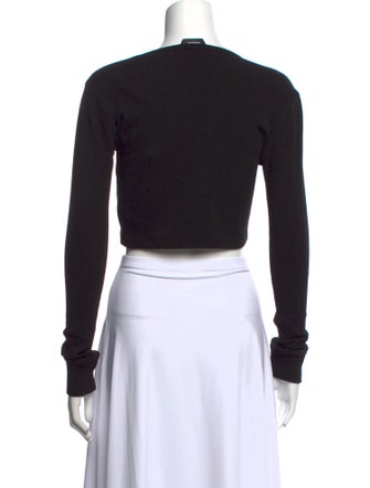 WARDROBE.NYC Bateau Neckline Long Sleeve Crop Top