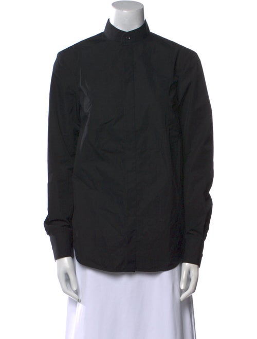 WARDROBE.NYC Mock Neck Long Sleeve Button-Up Top