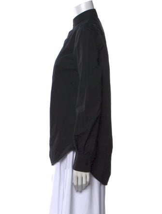 WARDROBE.NYC Mock Neck Long Sleeve Button-Up Top