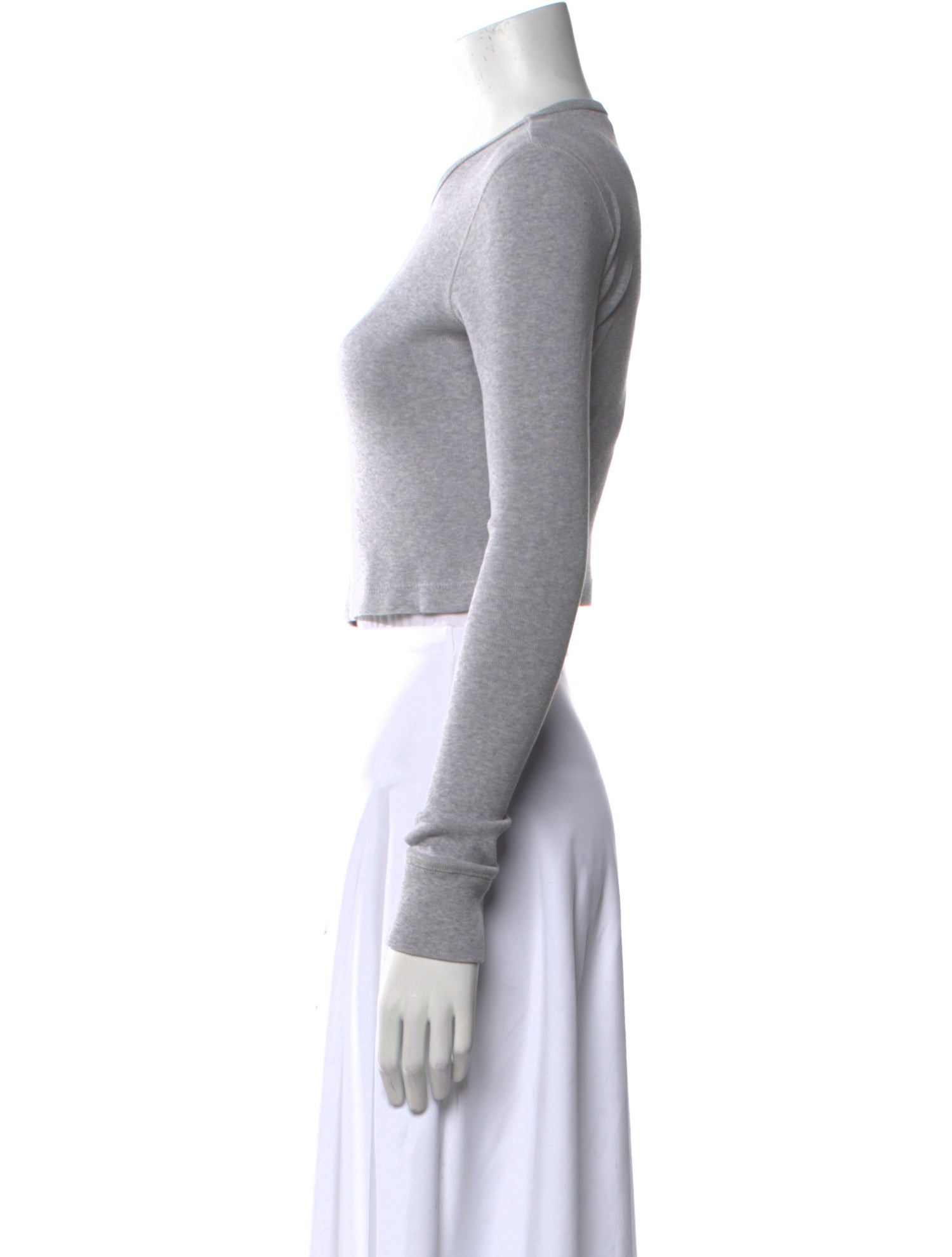 WARDROBE.NYC Crew Neck Long Sleeve Crop Top