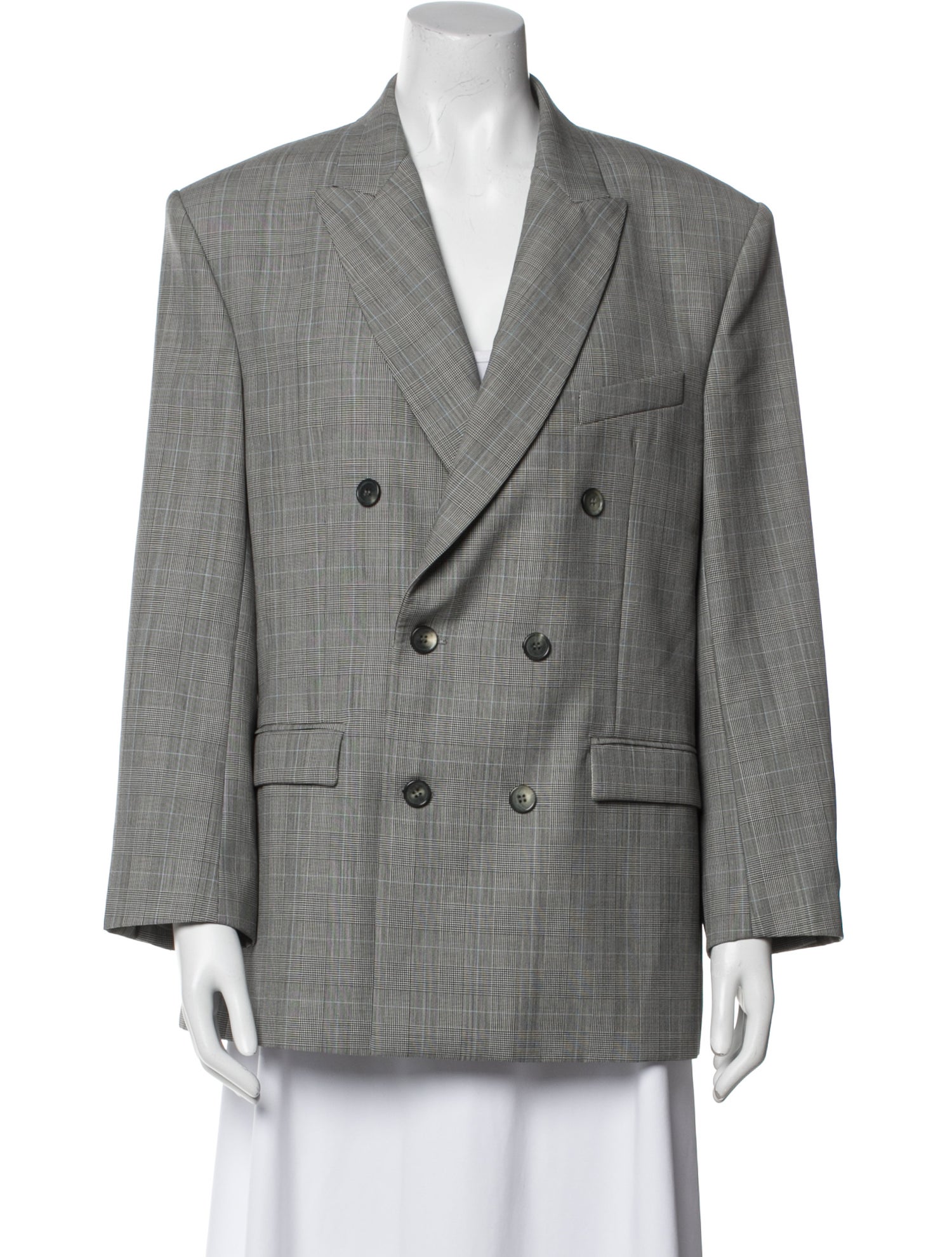 WARDROBE.NYC Virgin Wool Plaid Print Blazer
