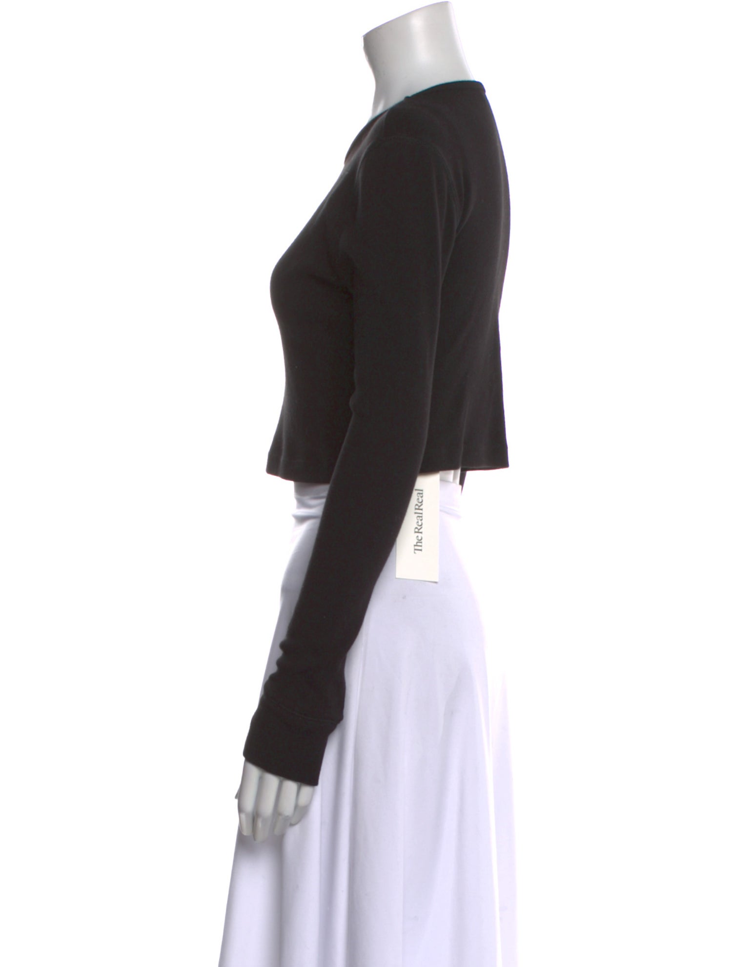 WARDROBE.NYC Crew Neck Long Sleeve Crop Top