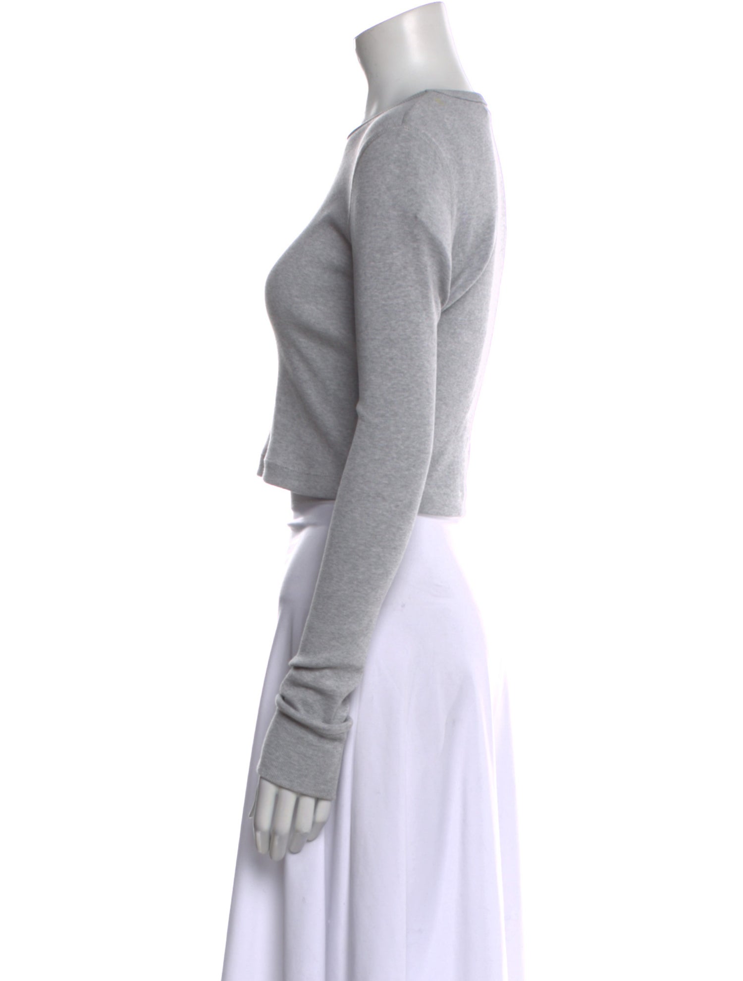 WARDROBE.NYC Crew Neck Long Sleeve Crop Top