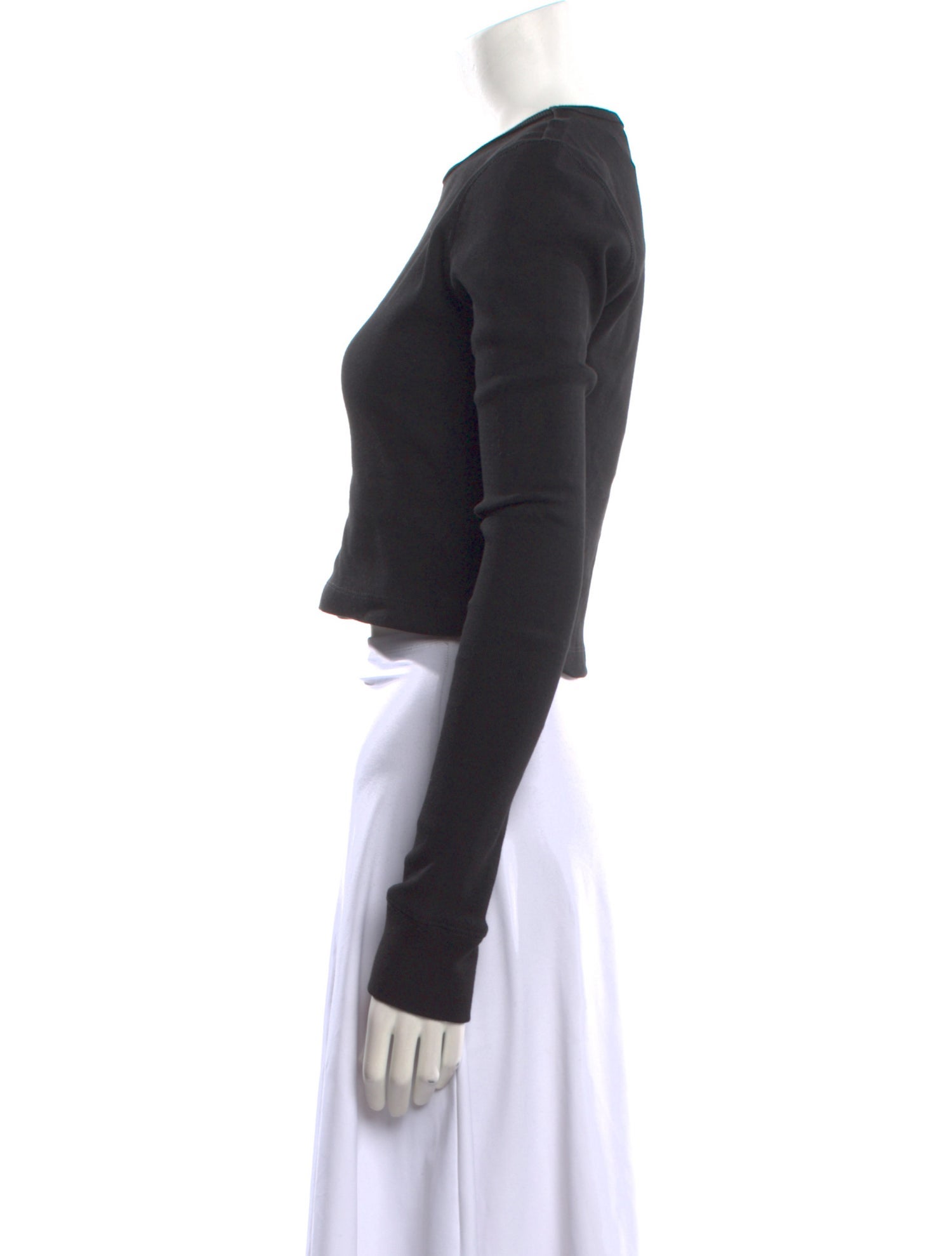 WARDROBE.NYC Crew Neck Long Sleeve Crop Top