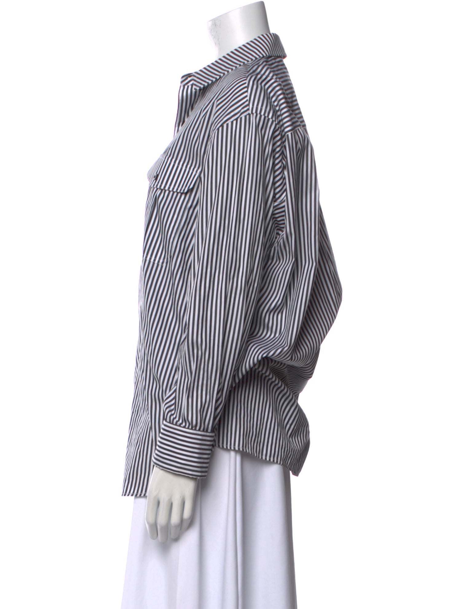 WARDROBE.NYC Striped Long Sleeve Button-Up Top