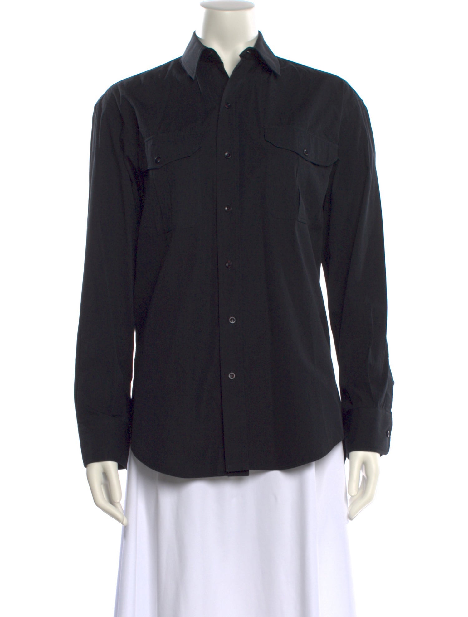 WARDROBE.NYC Chambray Long Sleeve Button-Up Top