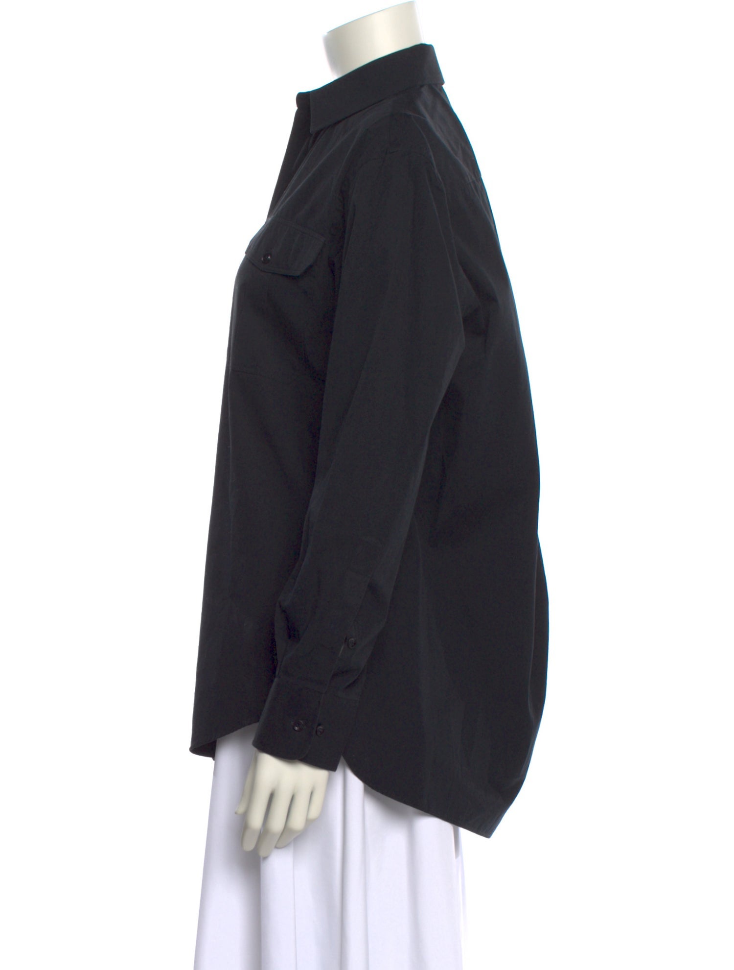 WARDROBE.NYC Chambray Long Sleeve Button-Up Top