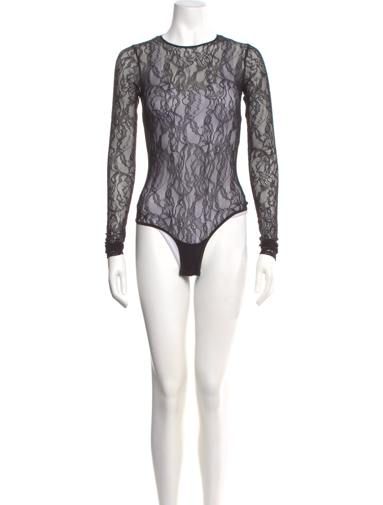 WARDROBE.NYC Lace Pattern Crew Neck Bodysuit w/ Tags