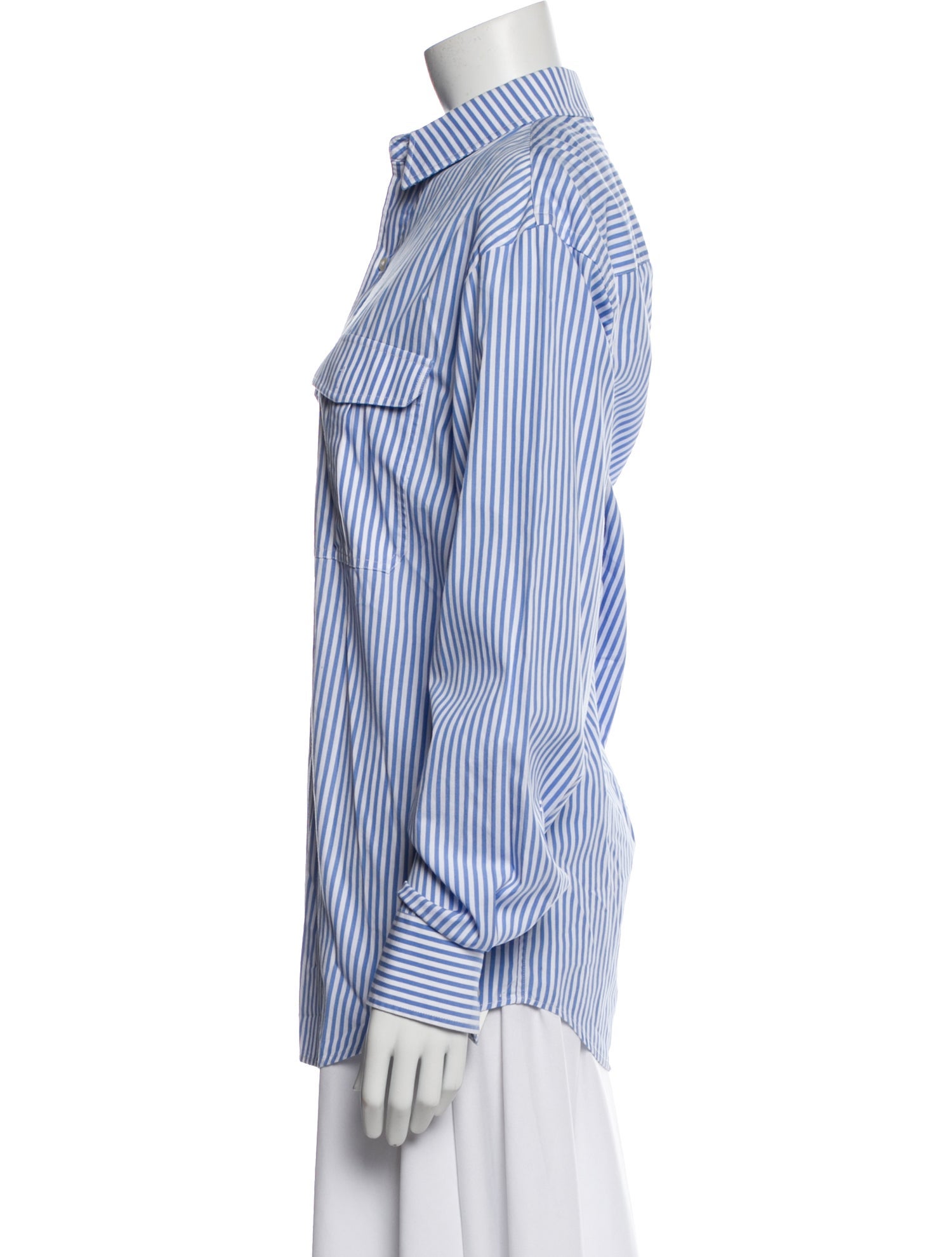WARDROBE.NYC Striped Long Sleeve Button-Up Top