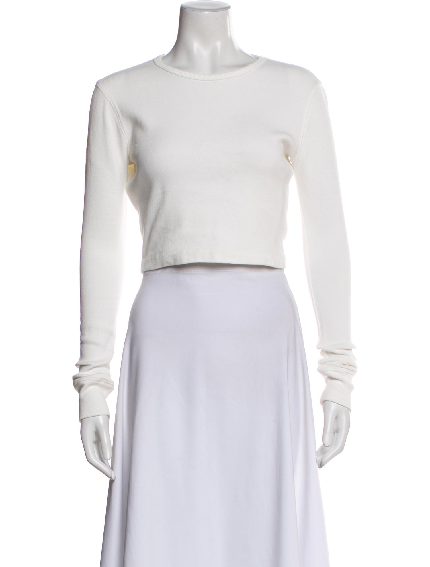 WARDROBE.NYC Crew Neck Long Sleeve Crop Top