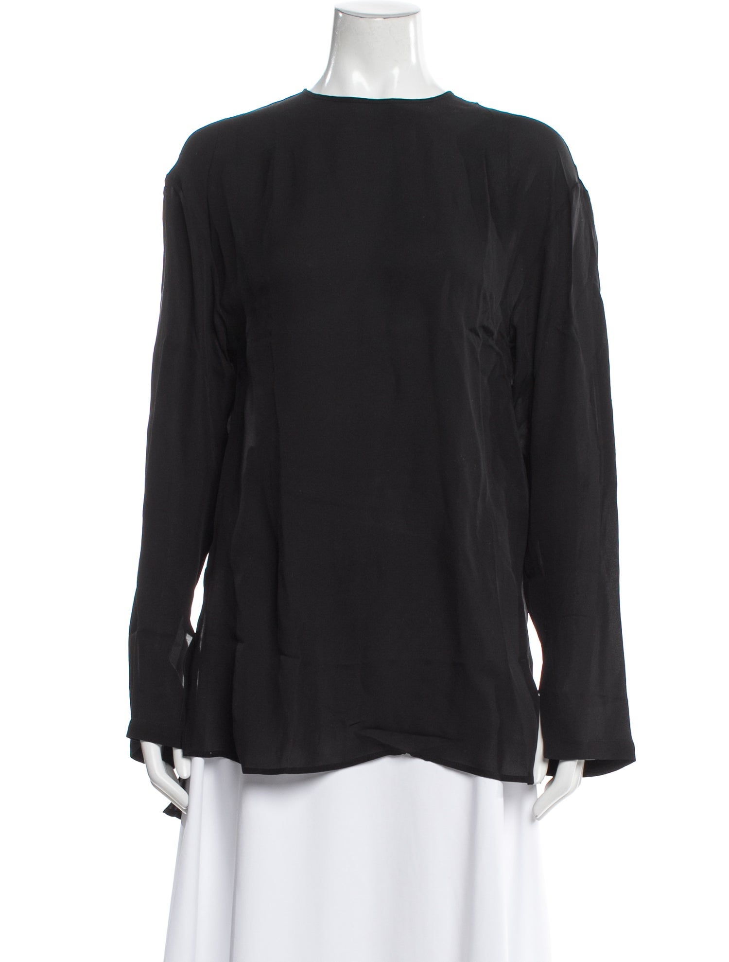 WARDROBE.NYC Silk Crew Neck Top