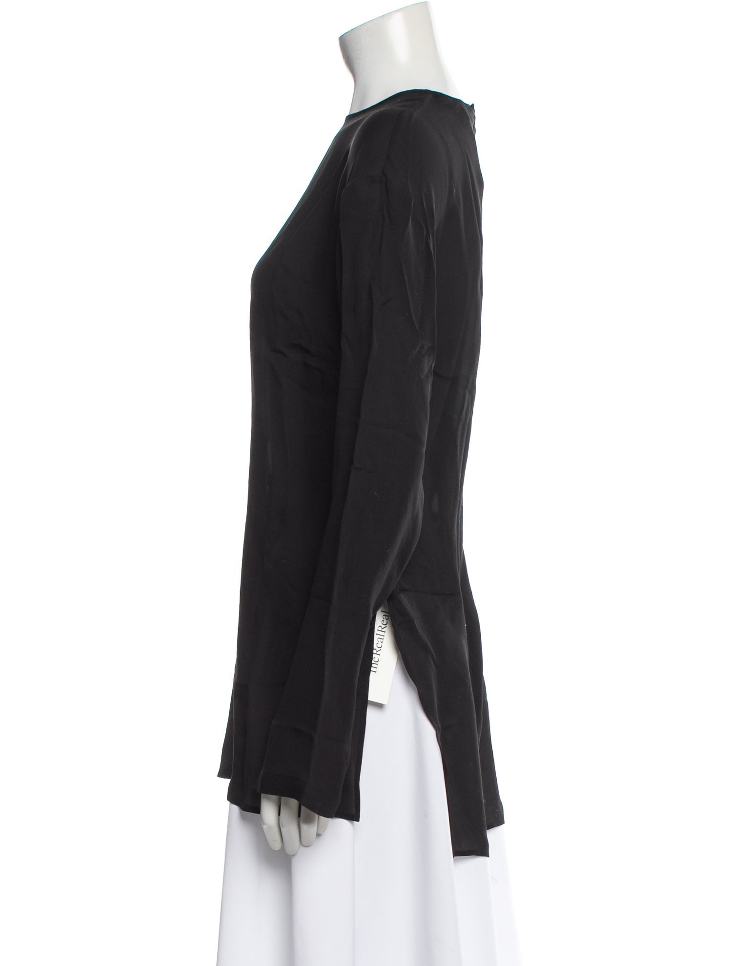 WARDROBE.NYC Silk Crew Neck Top