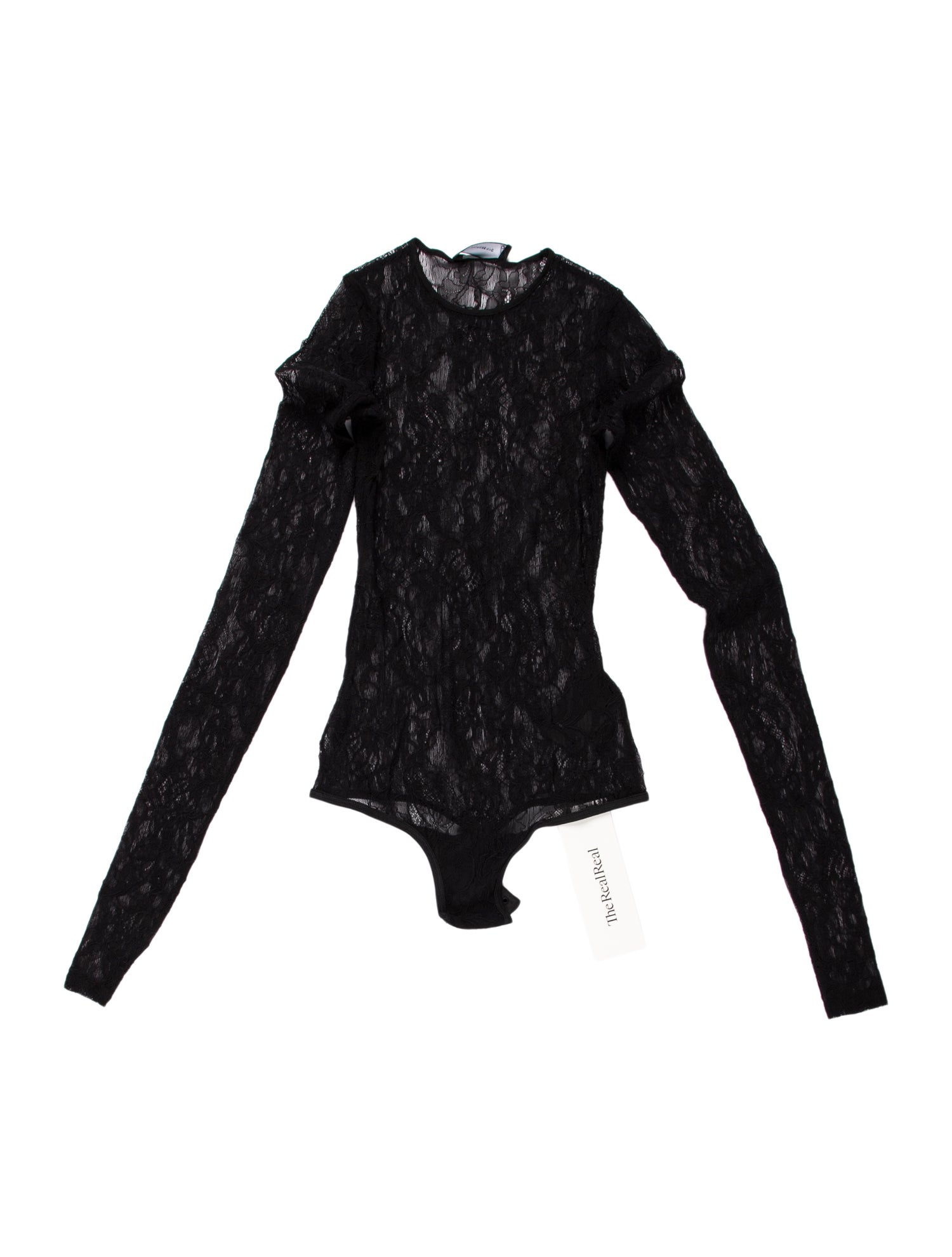 WARDROBE.NYC Lace Pattern Mock Neck Top
